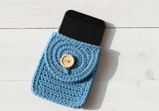 Button Flap Crochet Phone Pouch