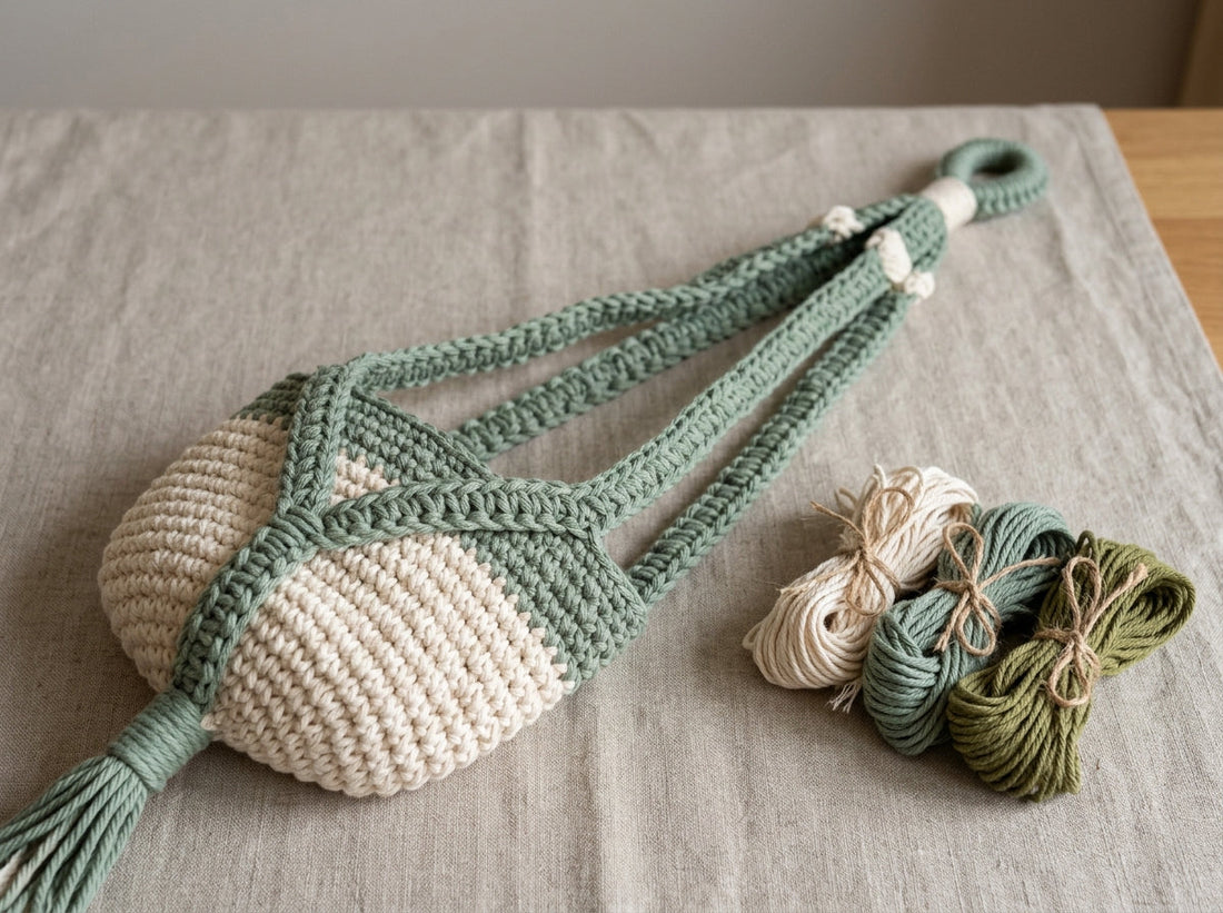 Color-Block Crochet Plant Hanger