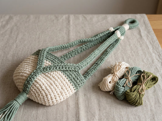 Color-Block Crochet Plant Hanger
