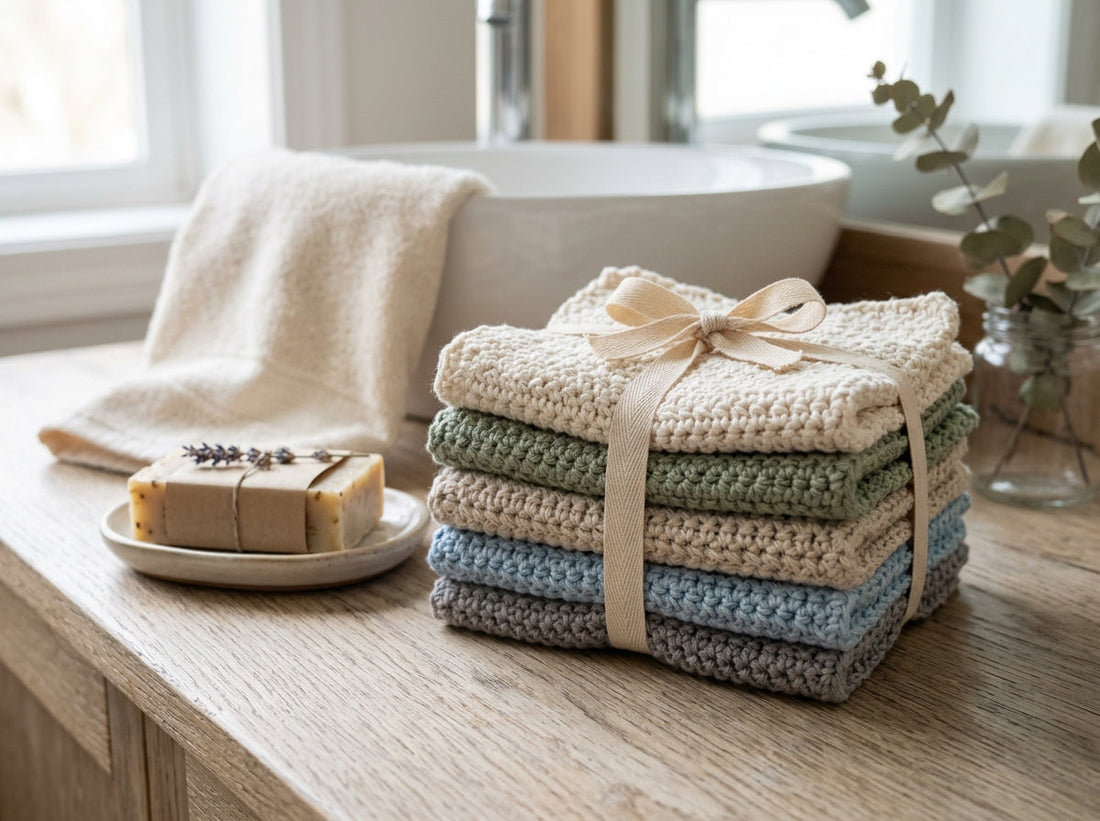 Gift-Ready Stacked Crochet Washcloth Bundle Pattern