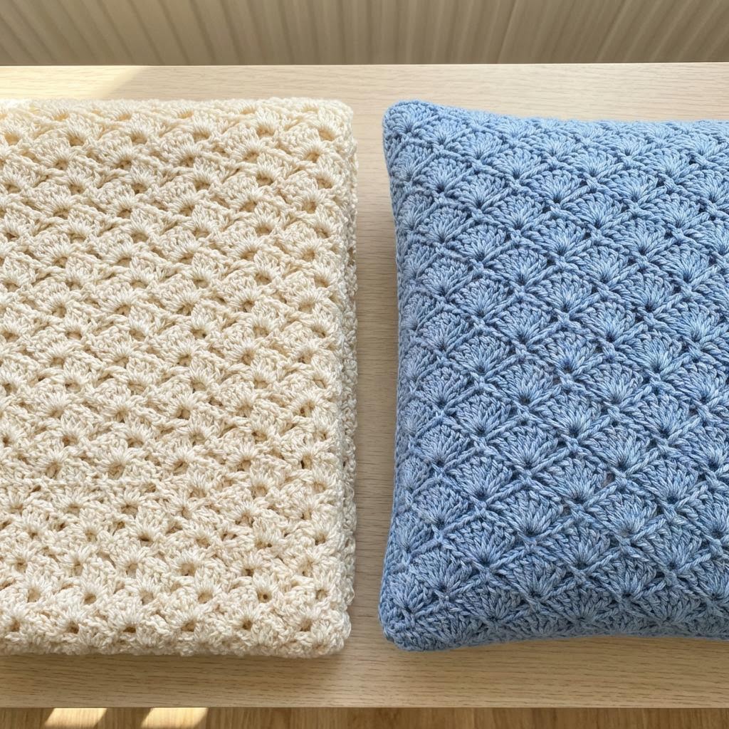Close-up of granny stitch vs shell stitch which crochet stitch should you choose crochet showing the stitch pattern clearly
