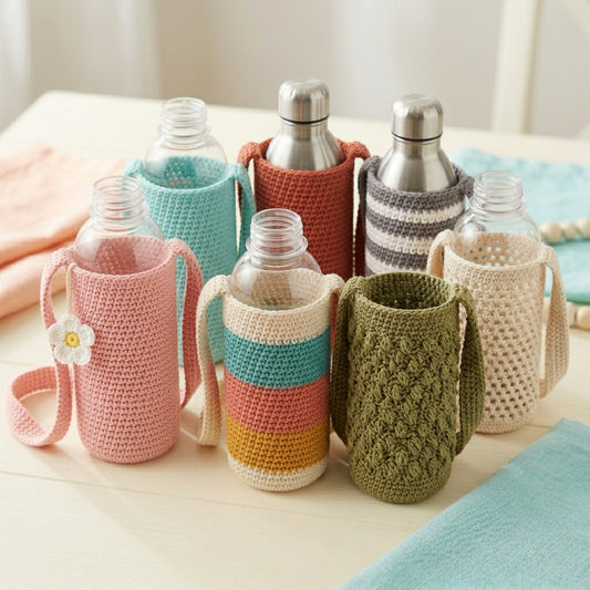 Seven easy crochet water bottle holders