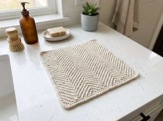 Herringbone-Inspired Crochet Washcloth Pattern