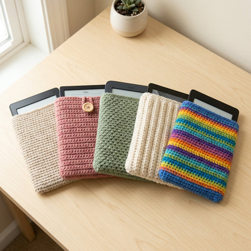 Five easy crochet Kindle sleeves