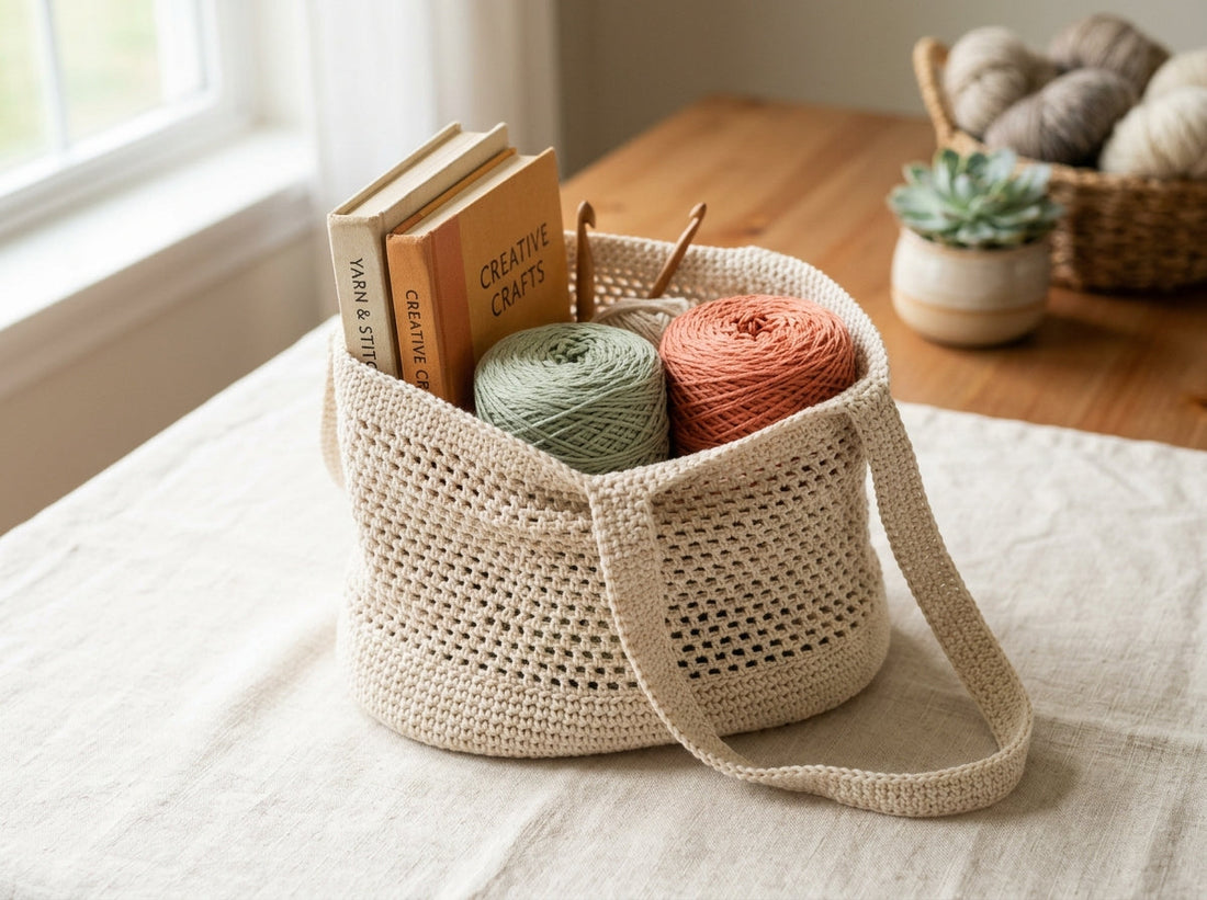 No-lining crochet market bag with sturdy base