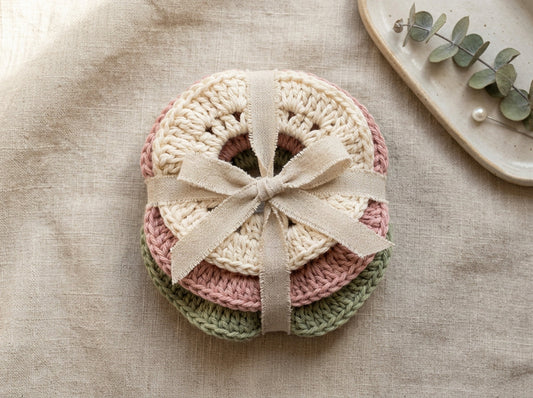 Matching crochet scrunchie gift set in coordinated colors