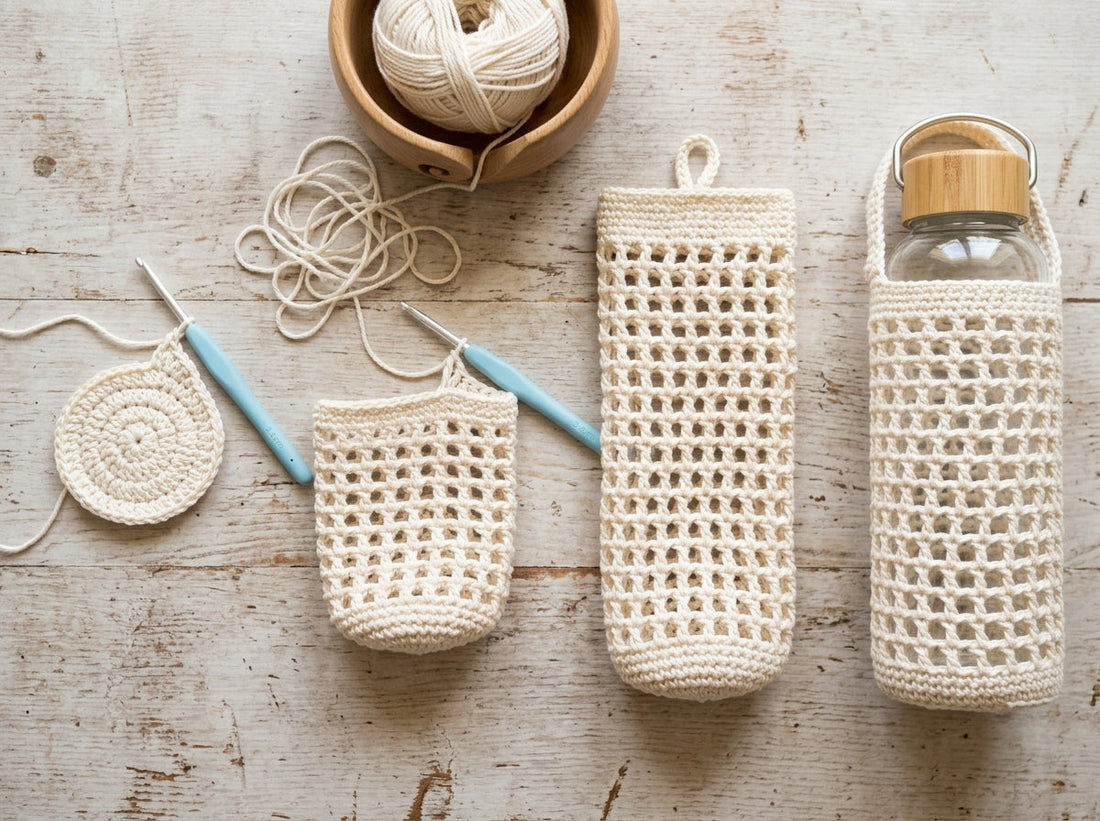 Summer Mesh Crochet Water Bottle Holder