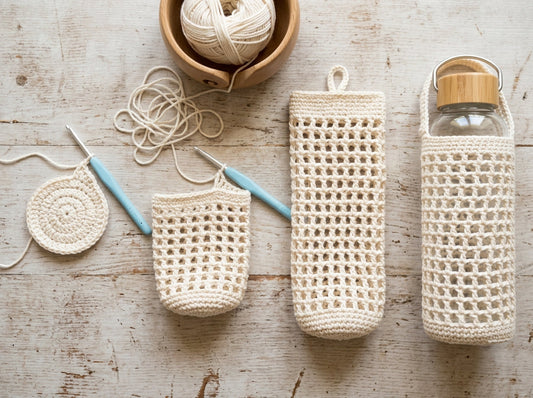 Summer Mesh Crochet Water Bottle Holder