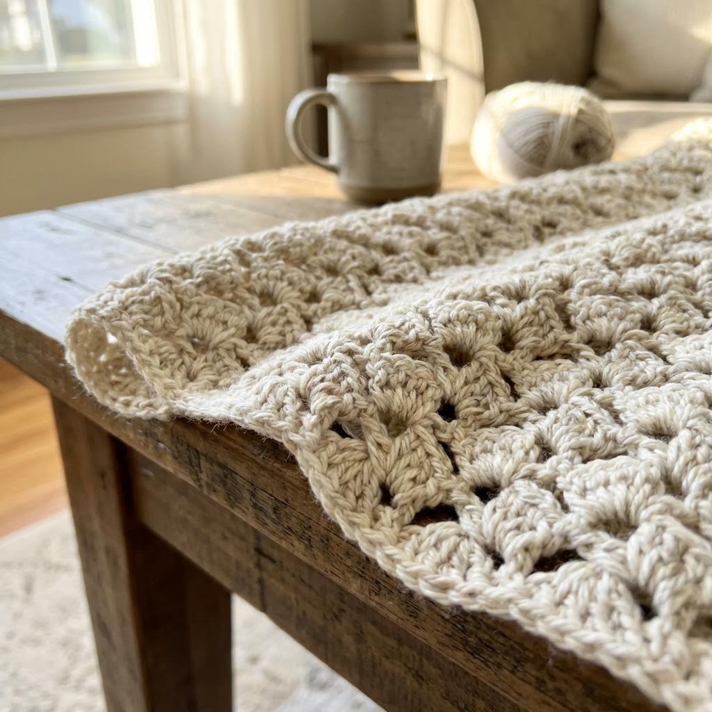 Close-up of granny stitch look wrong crochet showing the stitch pattern clearly